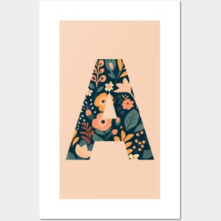 Whimsical Floral Letter A Posters and Art